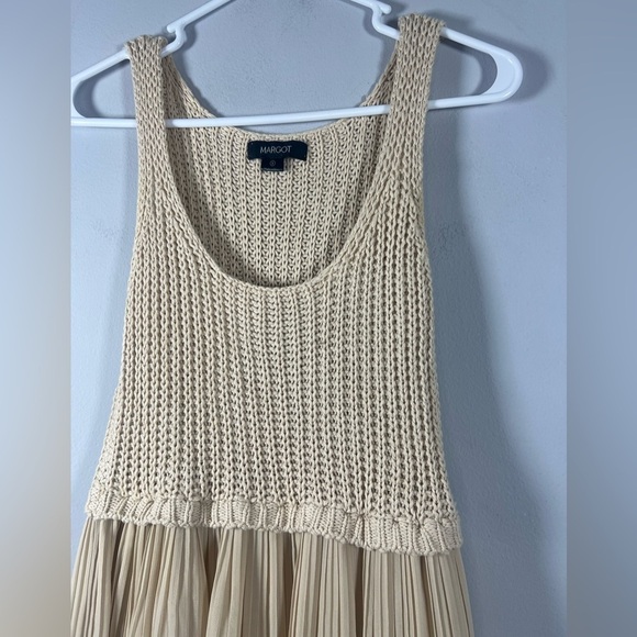 Margot Cream Crochet Top Dress with Pleated Bohemian Sheer Bottom Small - Picture 4 of 12